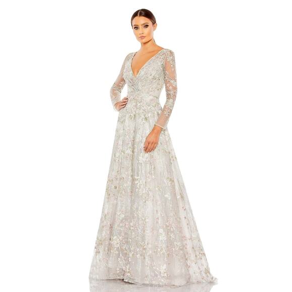 Mac Duggal 20402 Wrap-Around Decollete Neckline A-Line Dress Pastel Multi 16 NWT - Picture 1 of 11